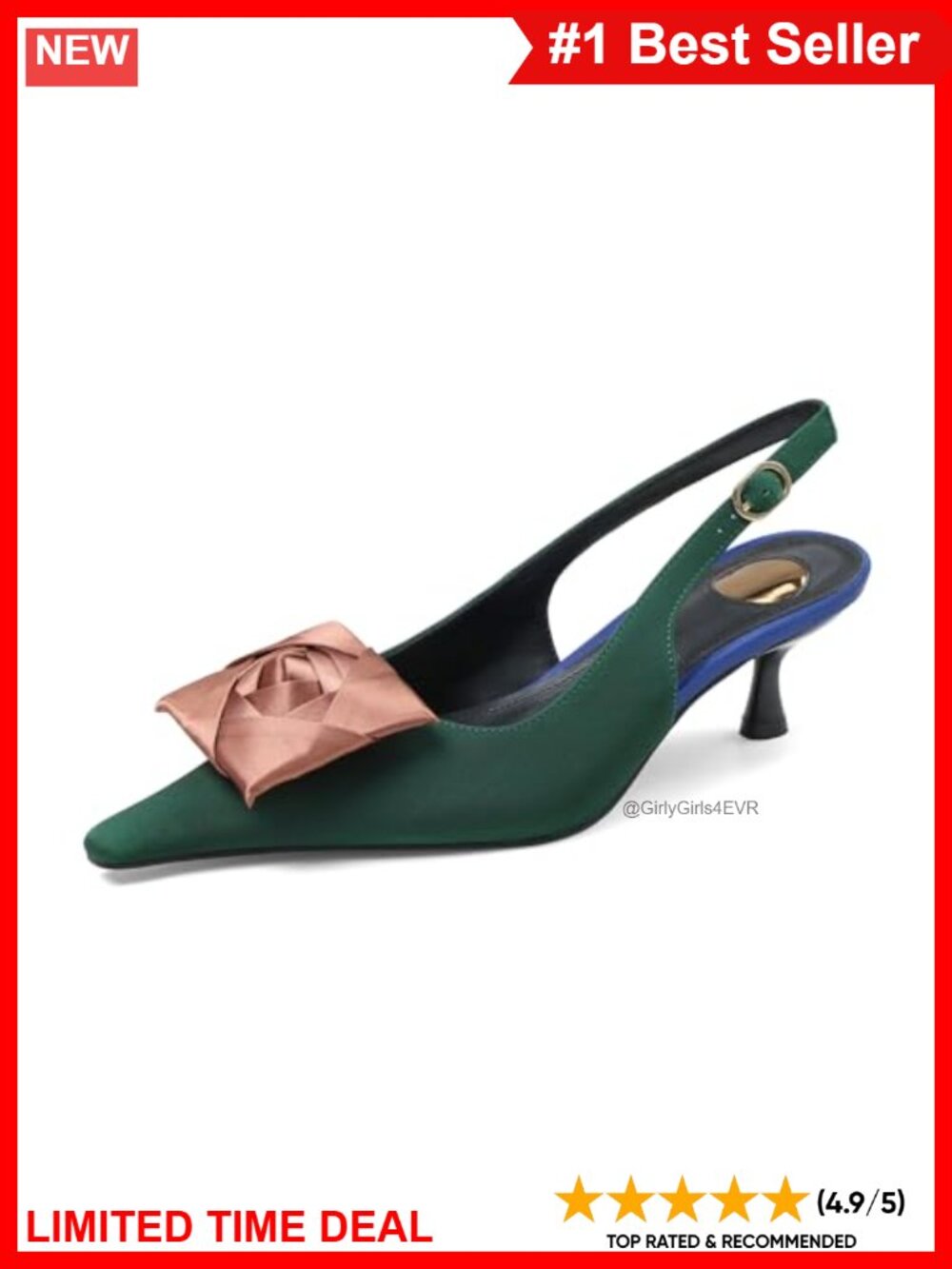 Satin Floral Slingback Kitten Heels Pointed Toe Dress Pumps